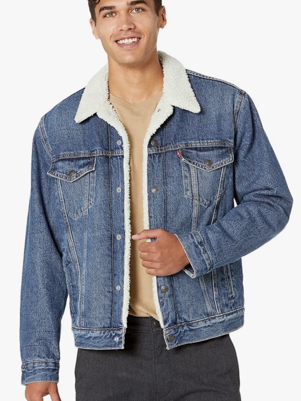 Levi's Blue Denim Sherpa-Lined Trucker Jacket